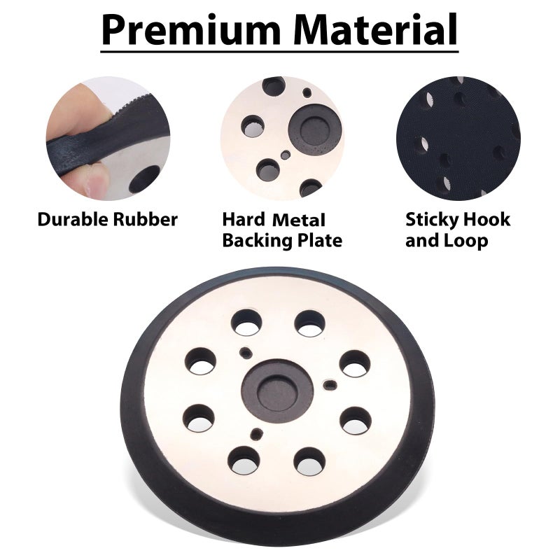 SHUTTLE GENIUS 5"" Orbital Sander Replacement Pad Hook and Loop, 5 Inch 8 Hole Metal Sander Pads Compatible with Makita BO5010, BO5030K, BO5031K Random Orbital Sander (2 Pack) - Image 5